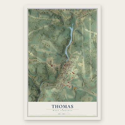 Thomas, West Virginia map print, the full design