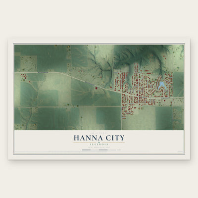 Hanna City, Illinois map print, the full design
