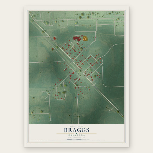 Braggs, Oklahoma map print, the full design