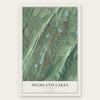Highland Lakes, Alabama map print, the full design