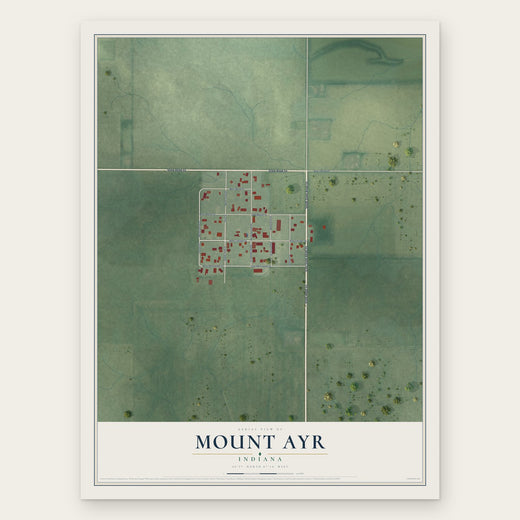 Mount Ayr, Indiana map print, the full design