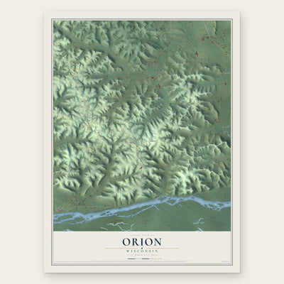 Orion, Wisconsin map print, the full design