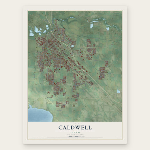 Caldwell, Idaho map print, the full design