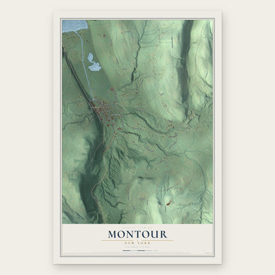 Montour, New York map print, the full design