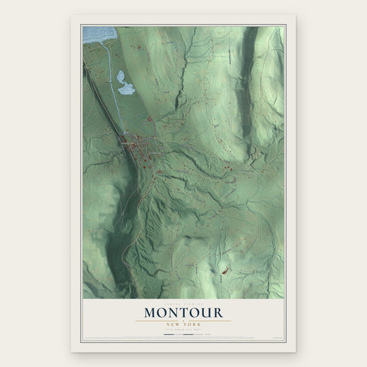 Montour, New York map print, the full design