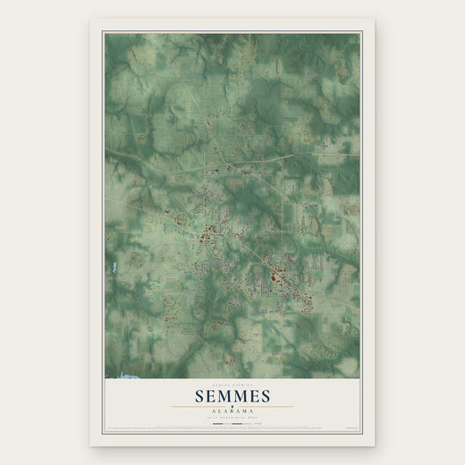 Semmes, Alabama map print, the full design