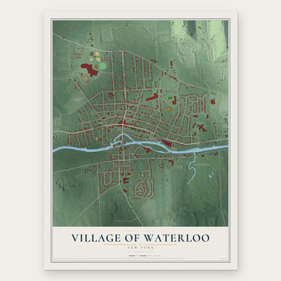 Village of Waterloo, New York map print, the full design