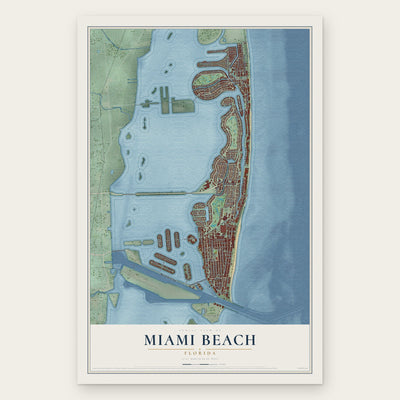 Miami Beach, Florida map print, the full design