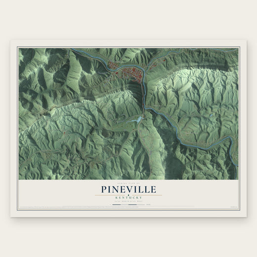 Pineville, Kentucky map print, the full design