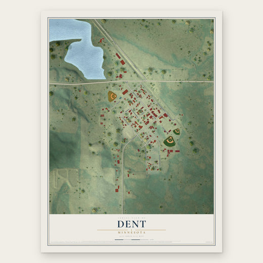 Dent, Minnesota map print, the full design