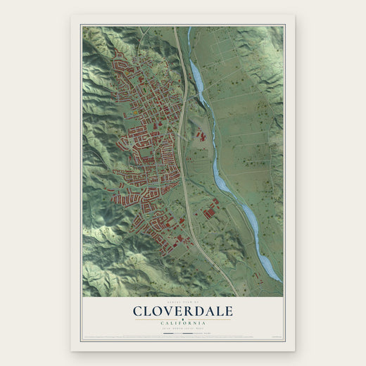 Cloverdale, California map print, the full design