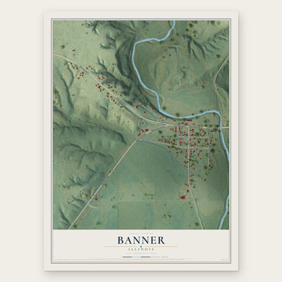 Banner, Illinois map print, the full design