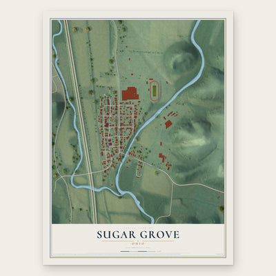 Sugar Grove, Ohio map print, the full design