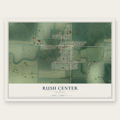 Rush Center, Kansas map print, the full design