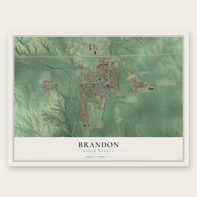 Brandon, South Dakota map print, the full design