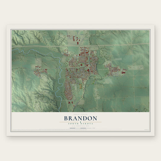Brandon, South Dakota map print, the full design