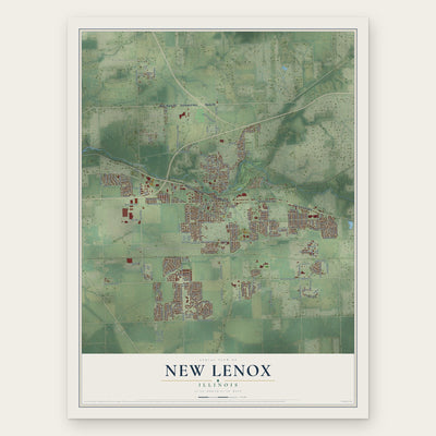New Lenox, Illinois map print, the full design