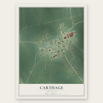 Carthage, Arkansas map print, the full design