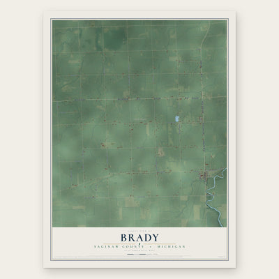 Brady, Saginaw County, Michigan map print, the full design