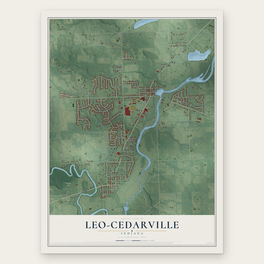 Leo-Cedarville, Indiana map print, the full design