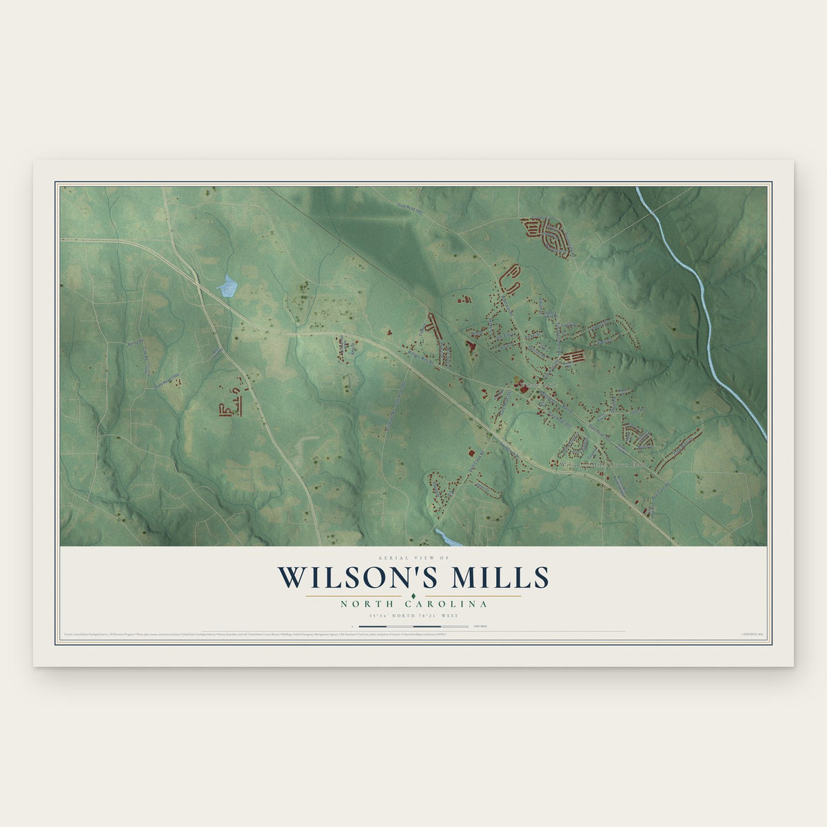 Wilson's Mills, North Carolina map print, the full design