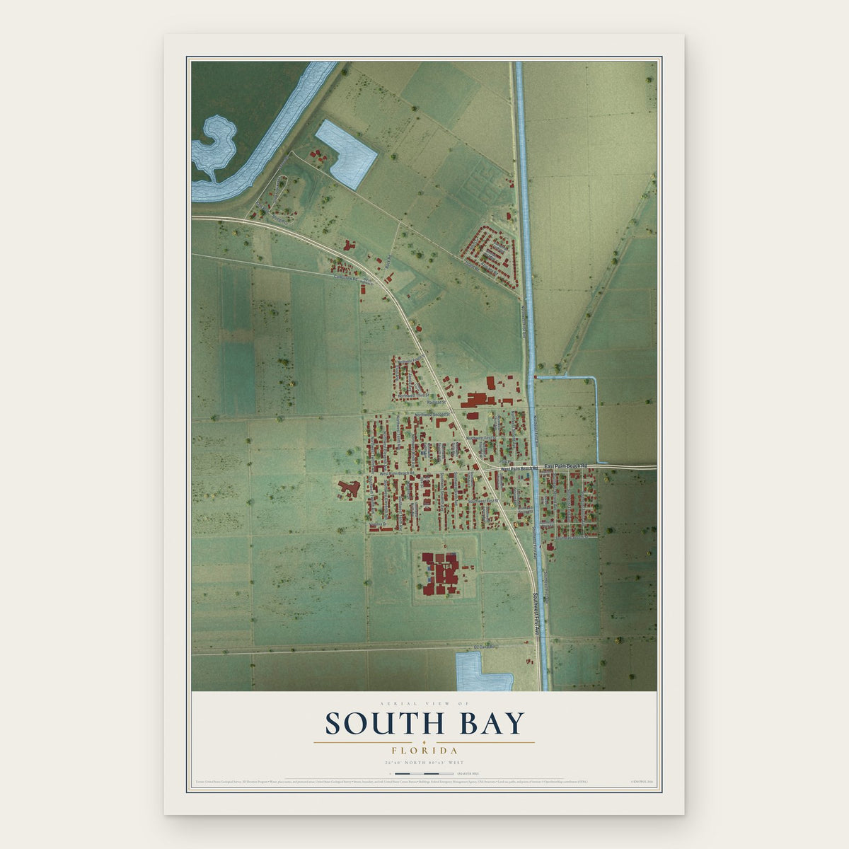 South Bay, Florida map print, the full design