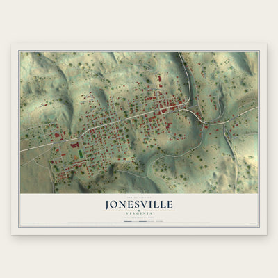 Jonesville, Virginia map print, the full design