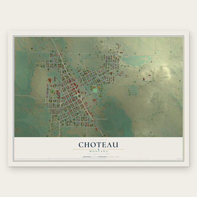 Choteau, Montana map print, the full design