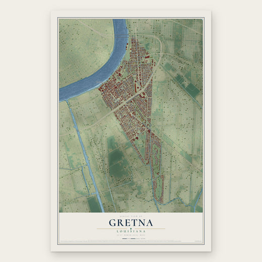 Gretna, Louisiana map print, the full design