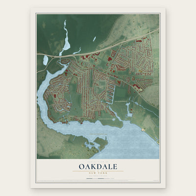 Oakdale, New York map print, the full design
