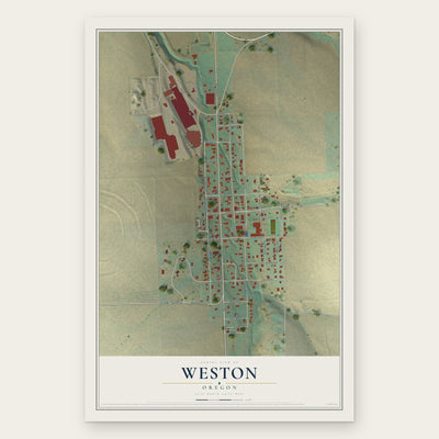 Weston, Oregon map print, the full design