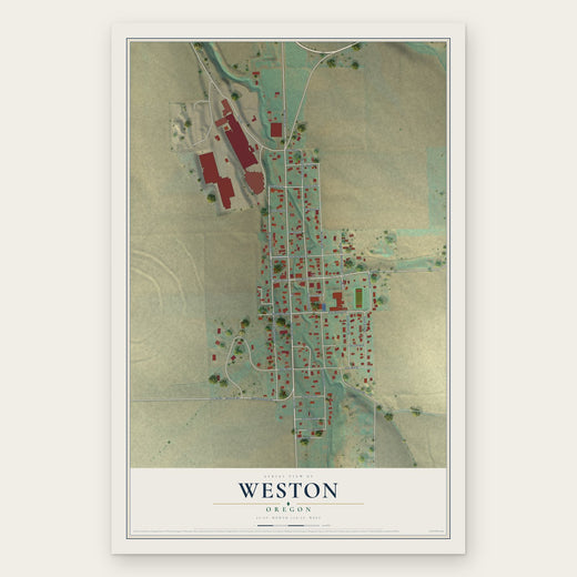 Weston, Oregon map print, the full design