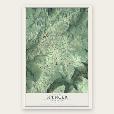 Spencer, Tennessee map print, the full design