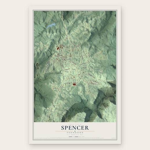 Spencer, Tennessee map print, the full design
