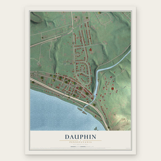 Dauphin, Pennsylvania map print, the full design