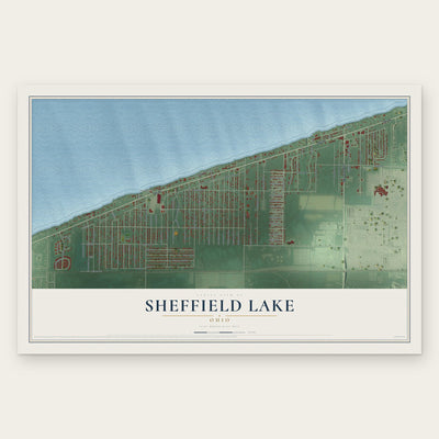 Sheffield Lake, Ohio map print, the full design