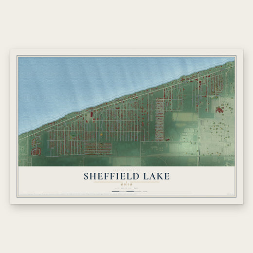 Sheffield Lake, Ohio map print, the full design
