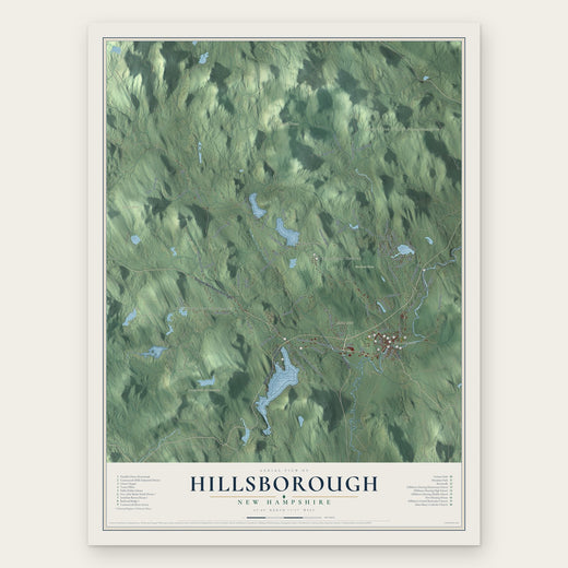 Hillsborough, New Hampshire map print, the full design