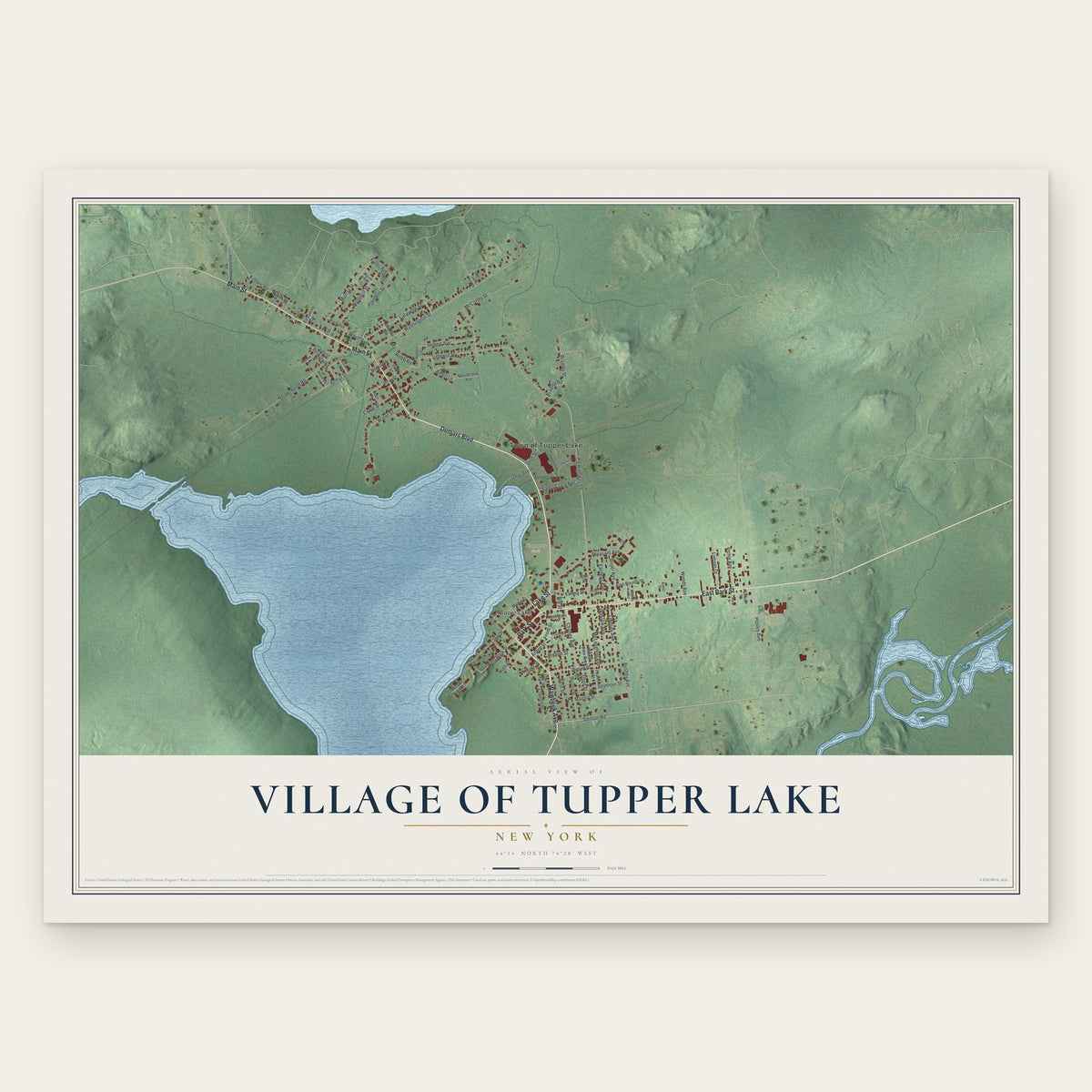 Village of Tupper Lake, New York map print, the full design