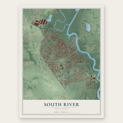 South River, New Jersey map print, the full design