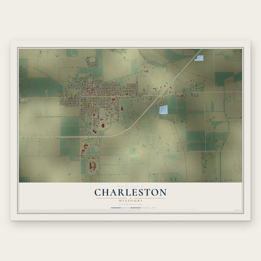 Charleston, Missouri map print, the full design