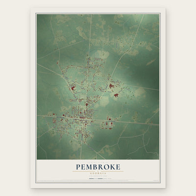 Pembroke, Georgia map print, the full design