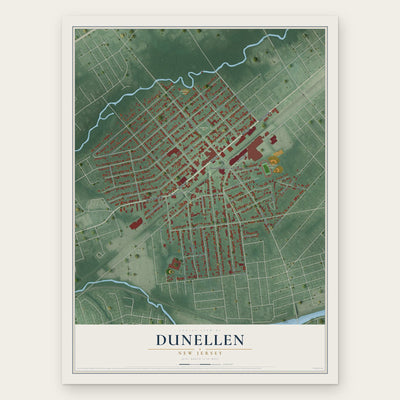 Dunellen, New Jersey map print, the full design