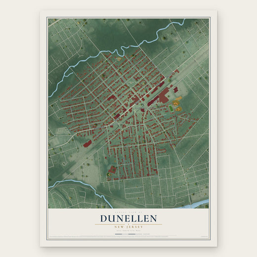 Dunellen, New Jersey map print, the full design