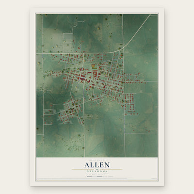 Allen, Oklahoma map print, the full design