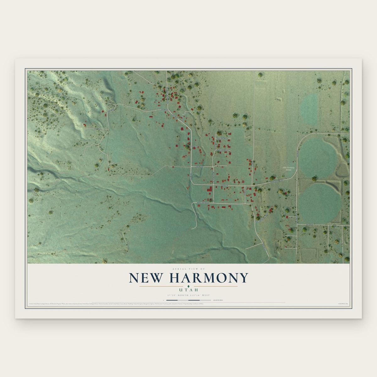 New Harmony, Utah map print, the full design