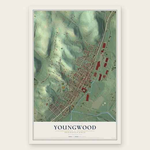 Youngwood, Pennsylvania map print, the full design