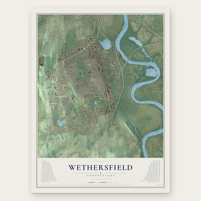 Wethersfield, Connecticut map print, the full design