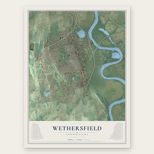 Wethersfield, Connecticut map print, the full design