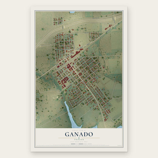Ganado, Texas map print, the full design